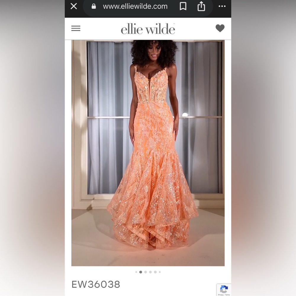Ellie Wilde Glow In the Dark Sparkly Trumpet Prom Dress